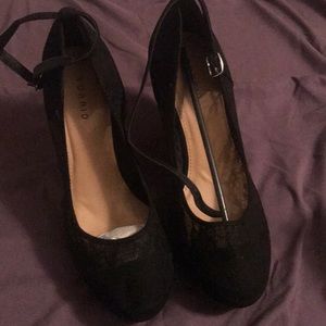 Black Lace Ankle Strap Platform....